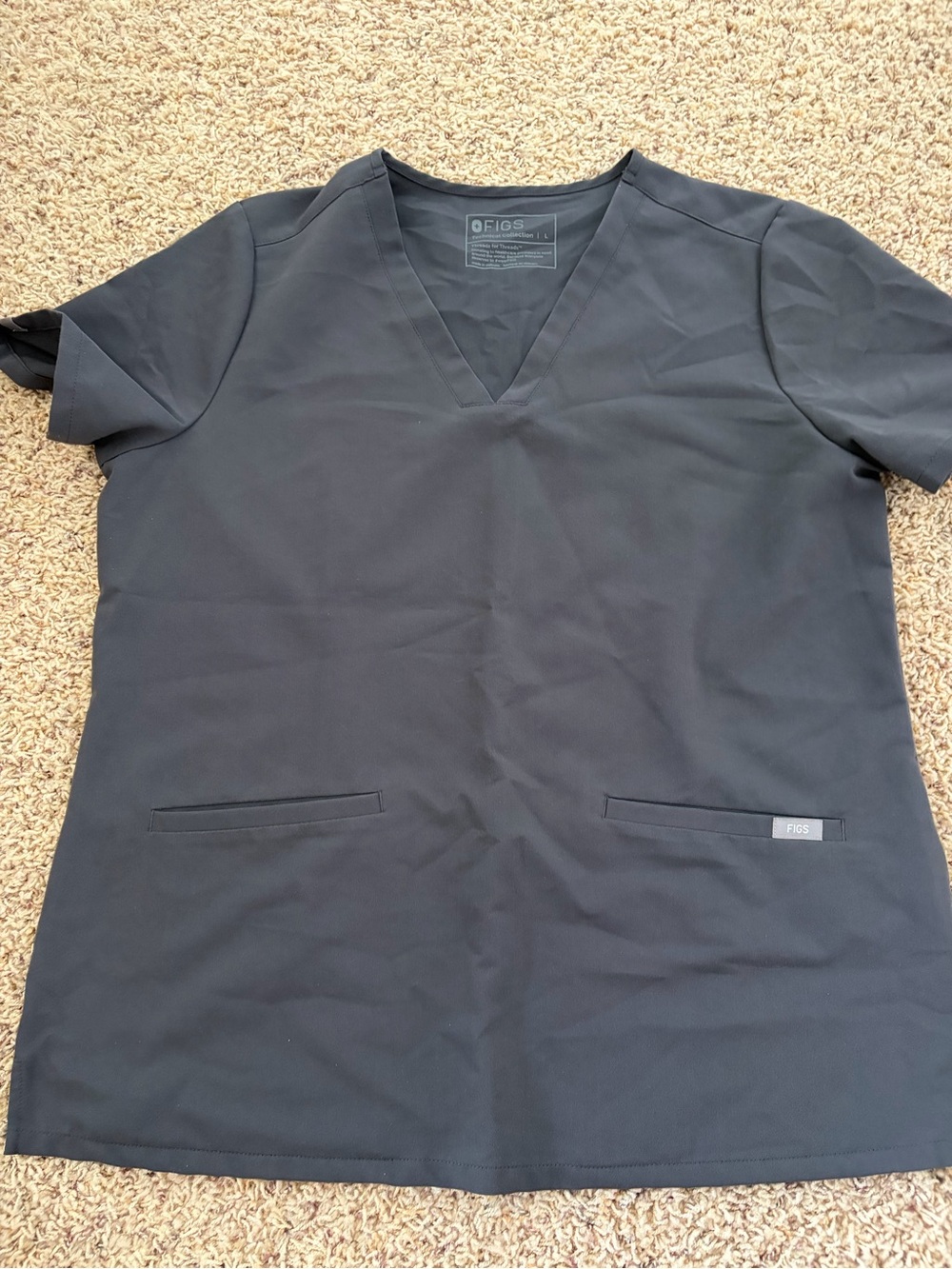 FIGS Casma scrub top, large, charcoal